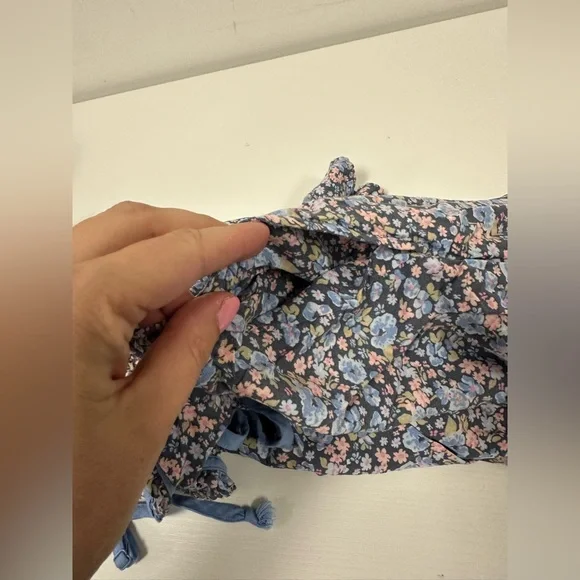 American Eagle Outfitters Blue Floral Babydoll Mini Dress Size Medium - Picture 6 of 8